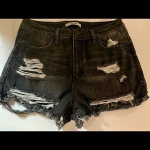 Used Black Distressed High Rise Shorts.